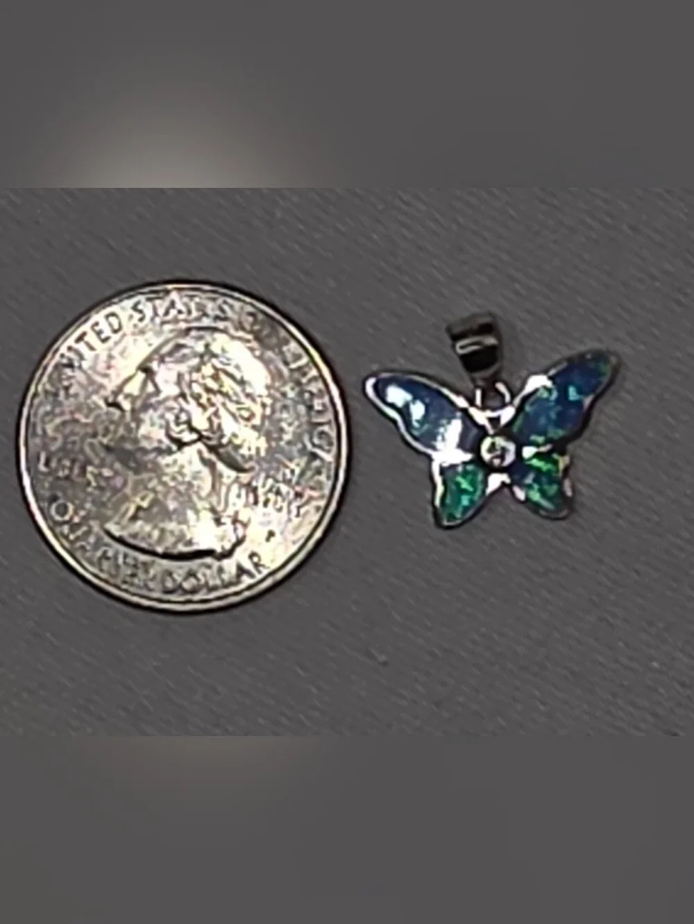 Blue Opal Butterfly Pendant - Sterling Silver